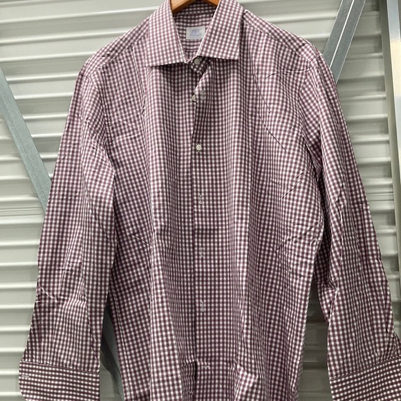 Men's Checkered Shirt - Maroon and White - Picture 1 of 3